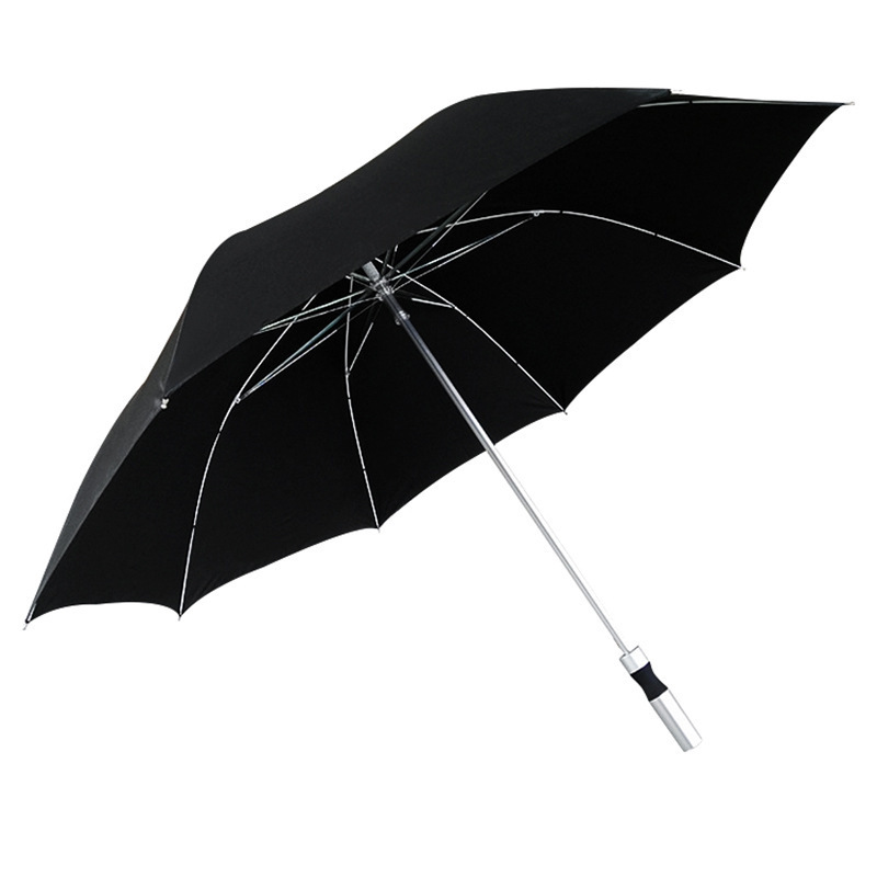 27 inch aluminum bone double outdoor weather umbrella automatic golf business long handle umbrella logo hot sell