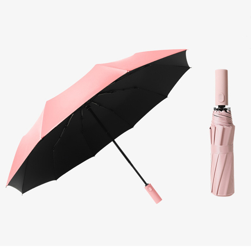 Agile supply chain Customized logo printed 3 folding umbrella Automatic UV prevent Sun and Rain dual umbrella