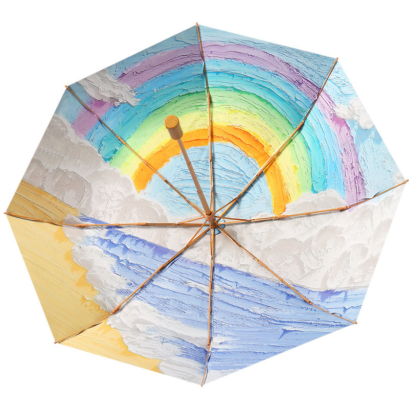 Magic DIY Oil painting Art umbrella female Sunscreen Ultraviolet Folding umbrella