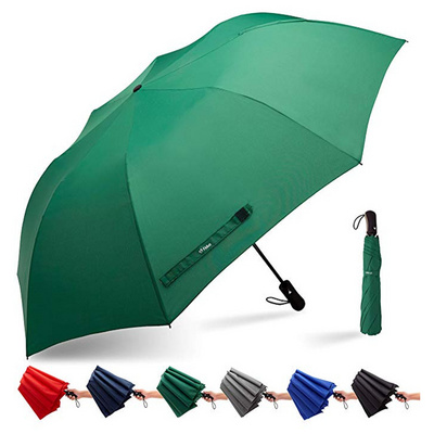 2 Fold Umbrella Logo Umbrella Customized Green 27inch Big Size with Print Auto Open Rubber Straight Handle Double Fiberglass