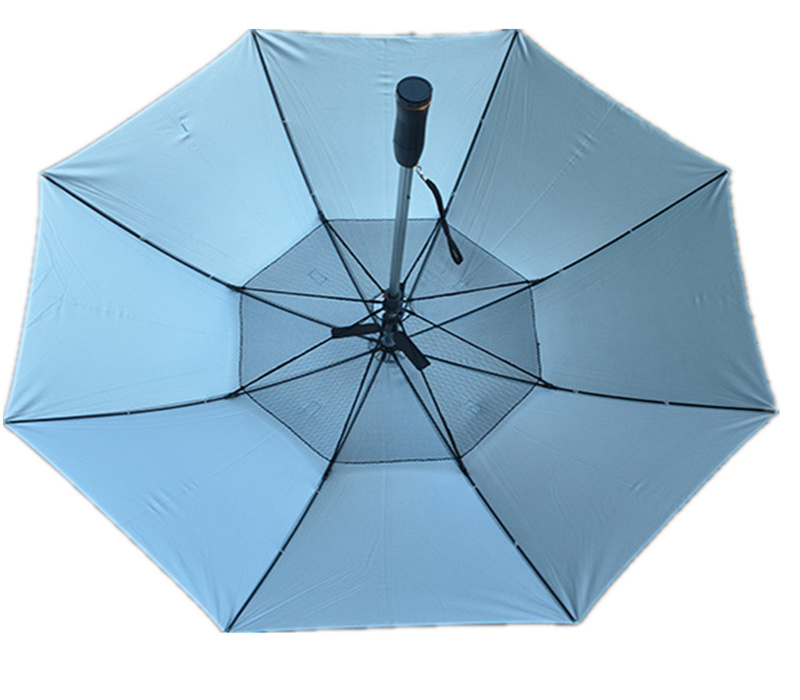 Personalized Customized Pleasantly Cool Solar Umbrella with Fan Sunny and Rainy Umbrella Manual Open Ruber Coating Handle Iron