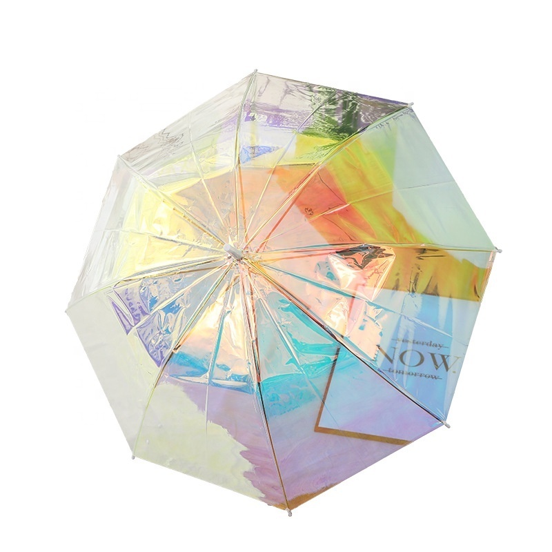 Customized Glitter Effect laser Magic Change color Reflective Multicolor holographic Transparent POE Umbrella