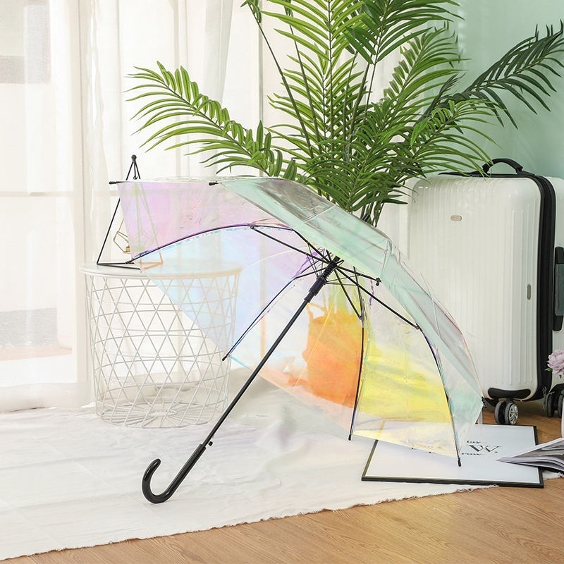 Customized Glitter Effect laser Magic Change color Reflective Multicolor holographic Transparent POE Umbrella