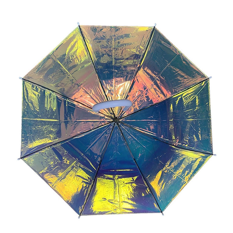 Design Umbrella Creative Special Iridescent Color Changing Rainbow POE Holographic Magic Laser auto umbrella