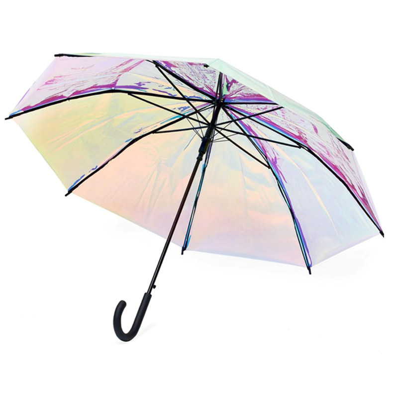 Design Umbrella Creative Special Iridescent Color Changing Rainbow POE Holographic Magic Laser auto umbrella