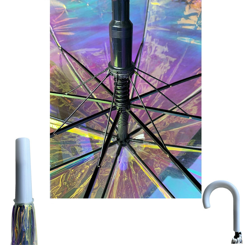 Design Umbrella Creative Special Iridescent Color Changing Rainbow POE Holographic Magic Laser auto umbrella