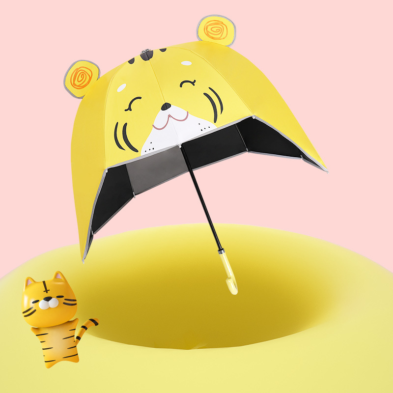 Three-dimensional cartoon helmet umbrella sunshine and rain dual purpose cute safety girl windproof UV straight umbrella