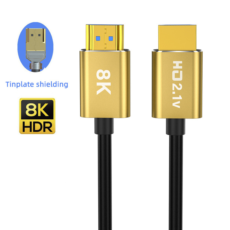 Ultra High-speed 8K HDMI 2.1 Video Audio Cable with PVC 8K 60HZ 4K 120HZ 48gbps Polybag Gray 6mm Computer Monitor Stock 1 Pcs YL-H030