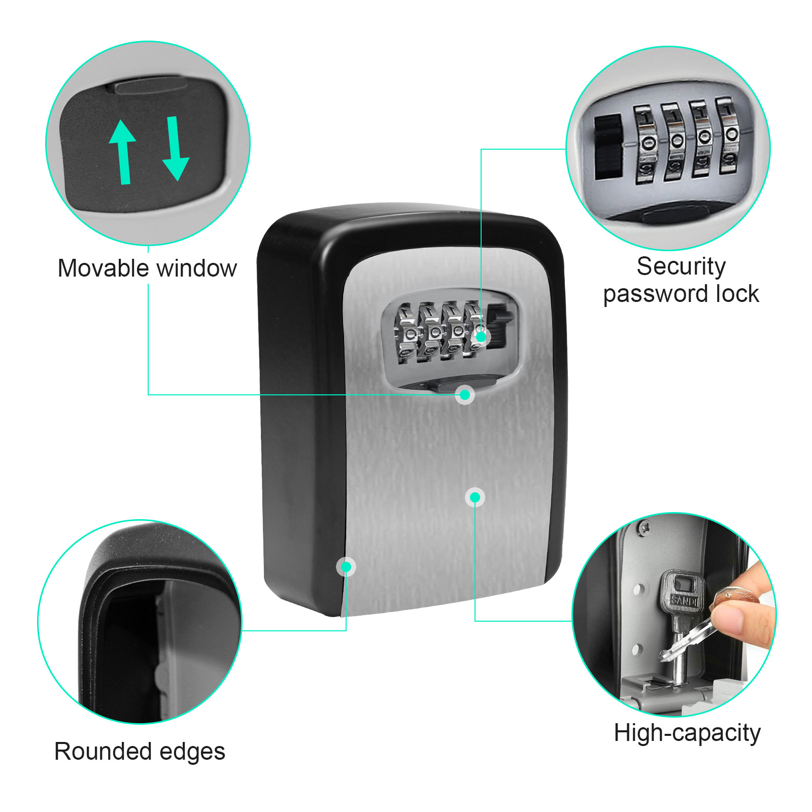 Master Key Lock Box Outdoor Key Safe Box for House with Combination Lock