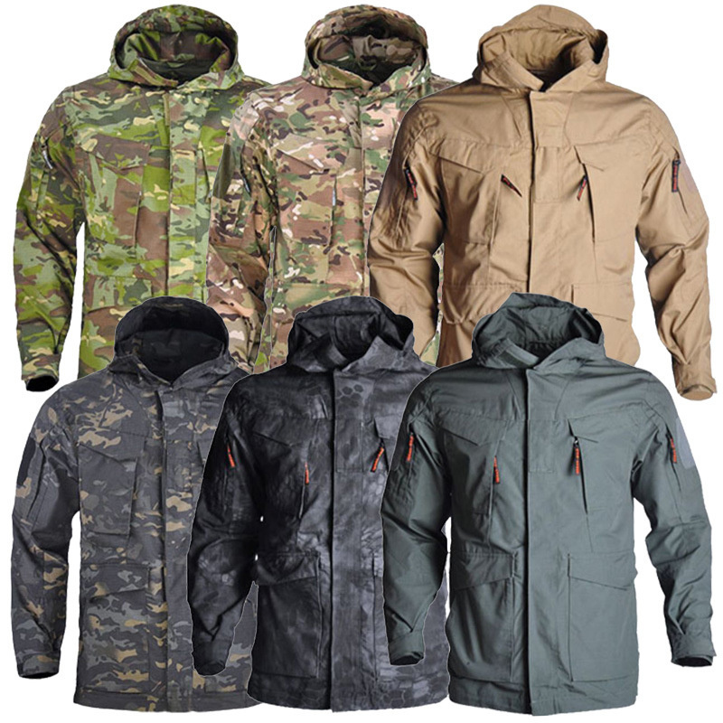 M65 tactical hiking jacket windproof waterproof field CS shooting sportswear outdoor hunting jacket hooded winter men