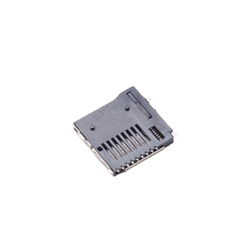 High Quality Height1mm SIM Card TF Micro SD Flip SMT T flash Type gold plated 9pin push push Type PCB T Flash PUSH SMT Connector