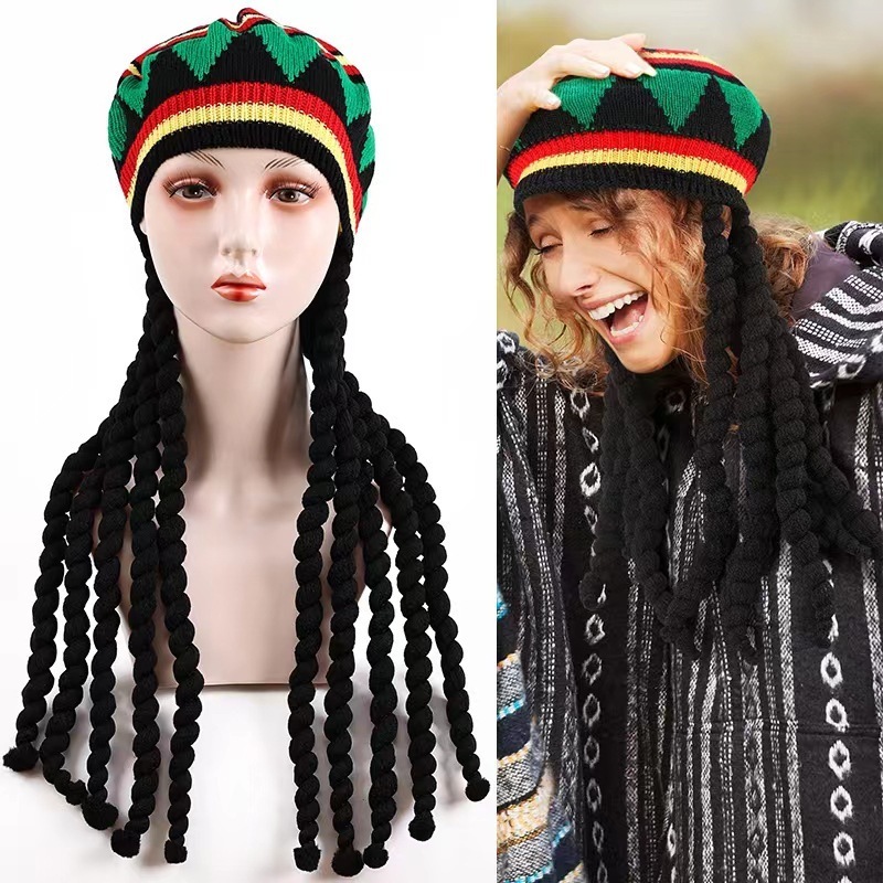 Dreadlocks Wig Bob Marley Caribbean Fancy Dress Cap jamaican reggae rasta hat