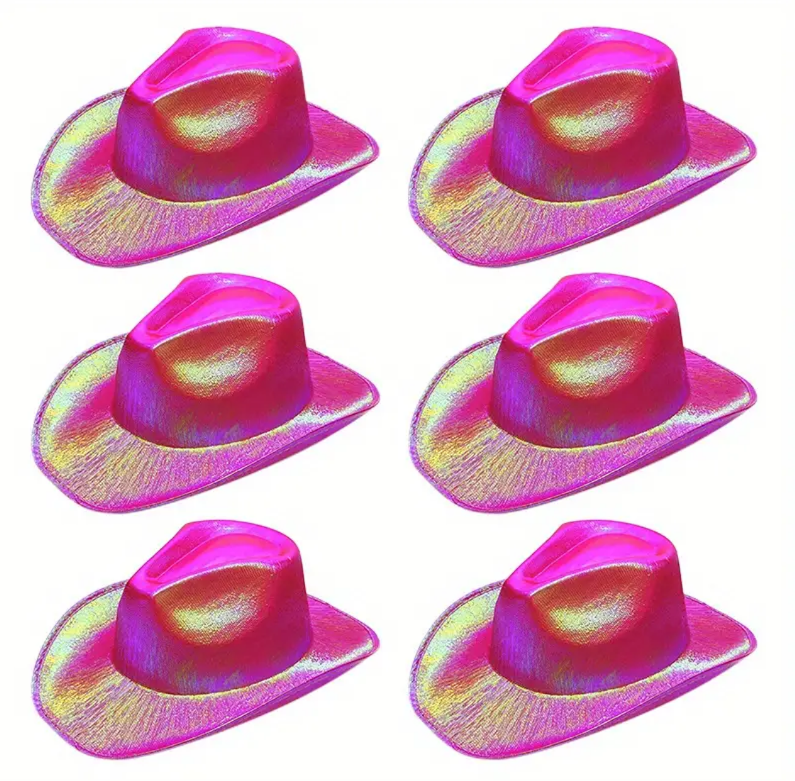 Trendy Laser Cowboy Hats Y2K Candy Color Cowgirl Hats Hip Hop Party Hat Music Festival Accessories For Women Girls