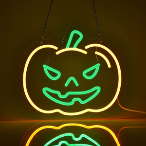 Halloween Neon Sign Light LED Acrylic  Pumpkin Shape Neon Wall Signs Decor Neon Lights for Halloween Party Decor