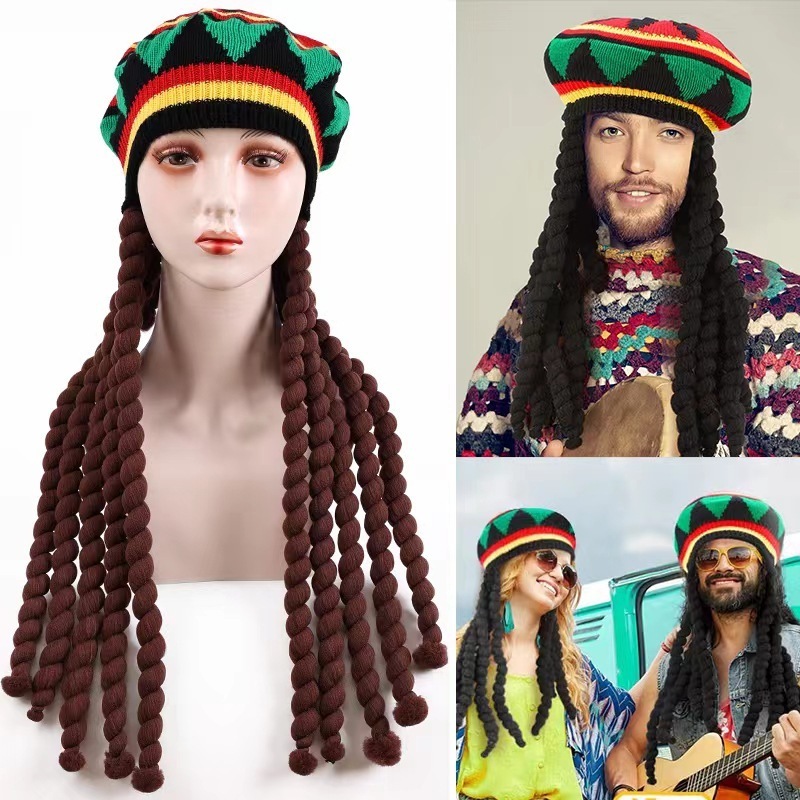 Dreadlocks Wig Bob Marley Caribbean Fancy Dress Cap jamaican reggae rasta hat