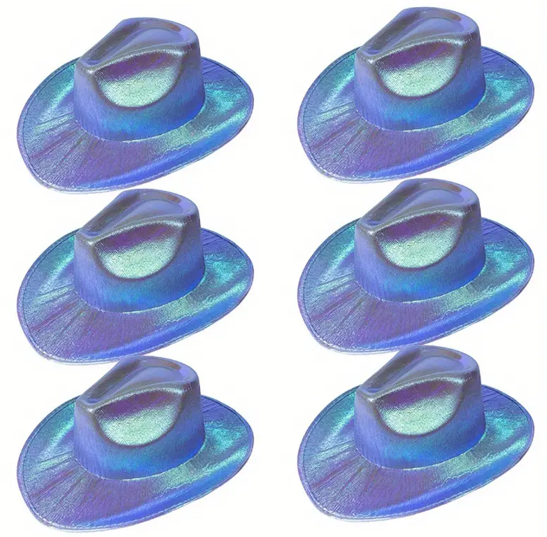 Trendy Laser Cowboy Hats Y2K Candy Color Cowgirl Hats Hip Hop Party Hat Music Festival Accessories For Women Girls