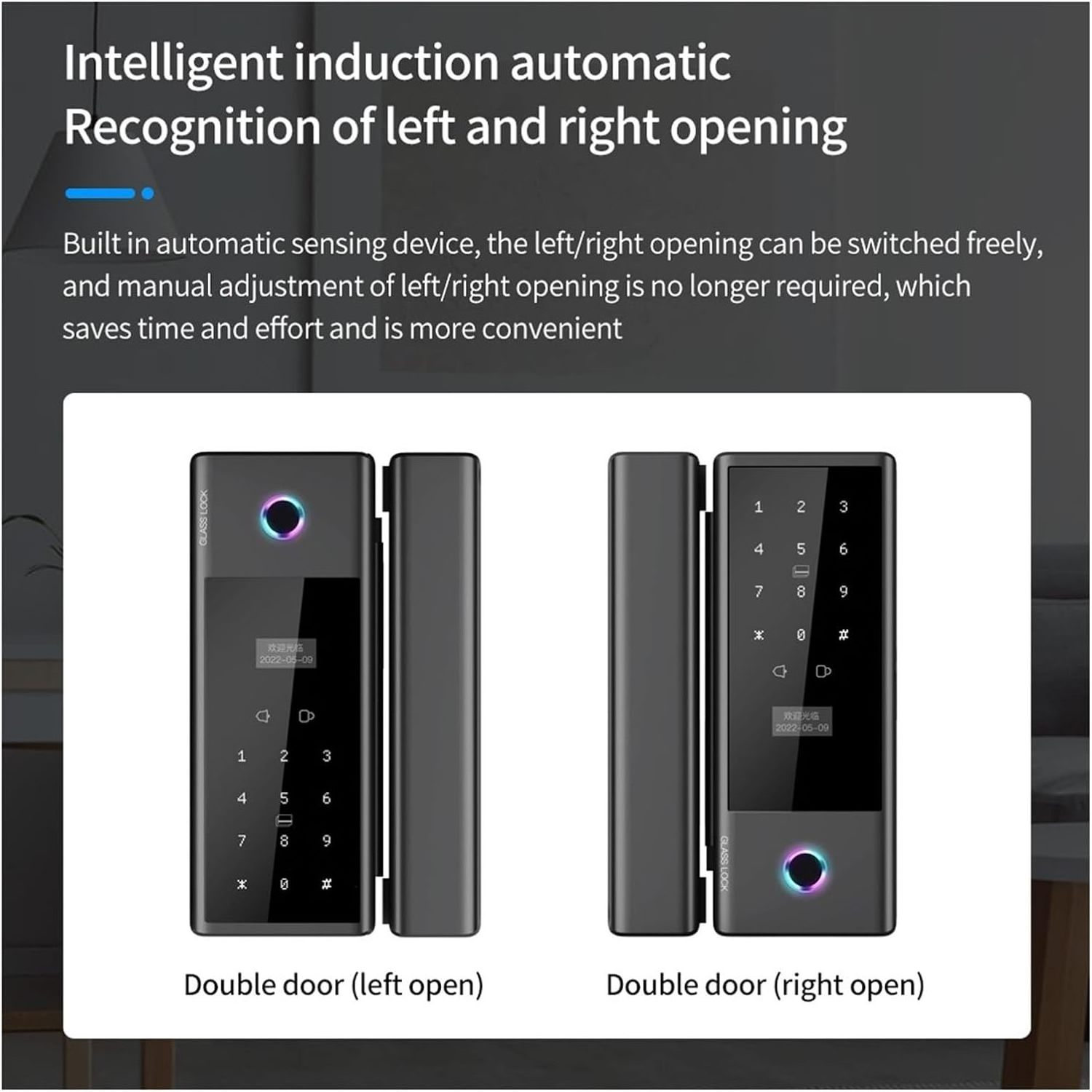 Serrure Intelligente Office Security Glass Door Lock Biometric Fingerprint Digital Smart Glass Door Locks