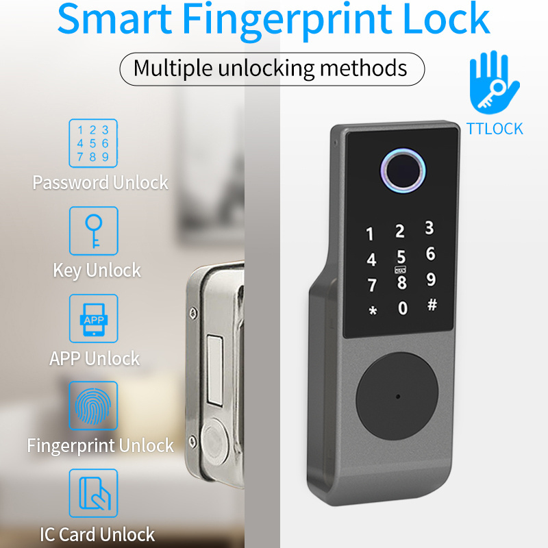 Waterproof Outdoor Gate Door Electronic Fingerprint Door Lock Smart Electric Rim Lock