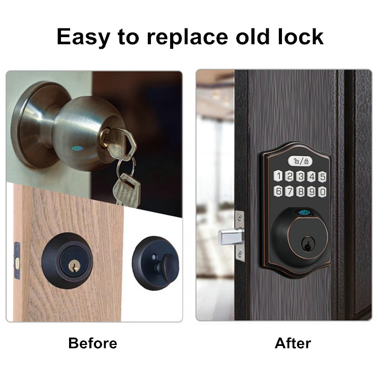 Front Door Lock Fingerprint Password Tuya TTlock Keyless Entry Smart Deadbolt Door Lock