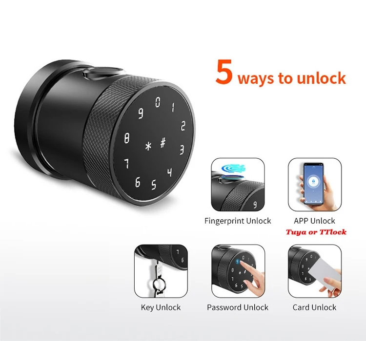 Fingerprint Keypad Smart Door Knob Lock IC Card Mechanical Key Remote Control BLE TTLock Tuya APP WiFi Smart Door Lock