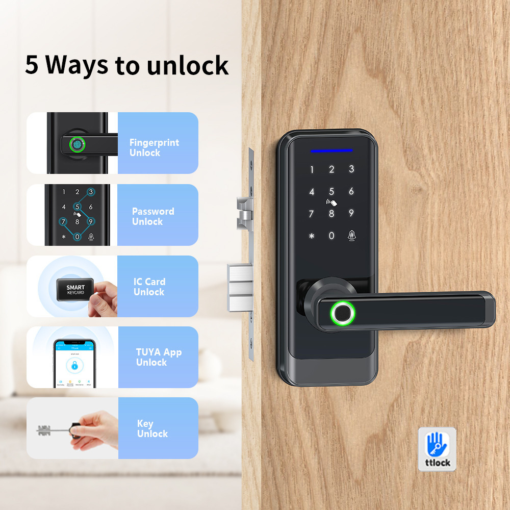 Home Smart Airbnb tuya wifi smartlock tt lock app fingerprint smart door lock