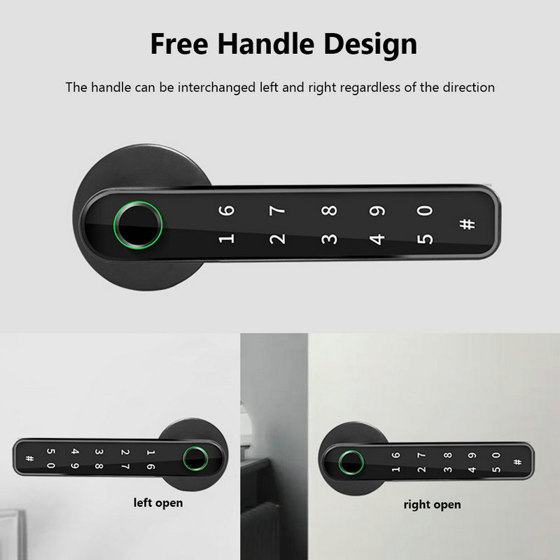 Long Battery Life Interior Biometric Fingerprint keyless smart door handle knob lock electronic front smart door lock