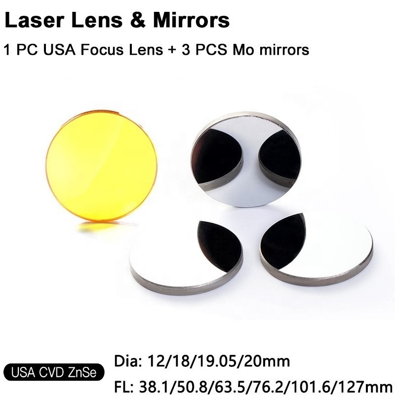 YongLi 40-200w Co2 Laser Cutter Engraver Znse CVD PVD CO2 Laser Focusing Lenses Focus Lens US II-IV Si Mo Reflective Mirror