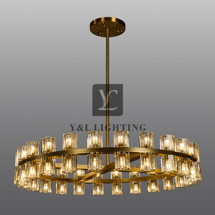 Modern simple creative American interior home living room, dining room lighting, brass bronze K9 crystal luxury chandelier