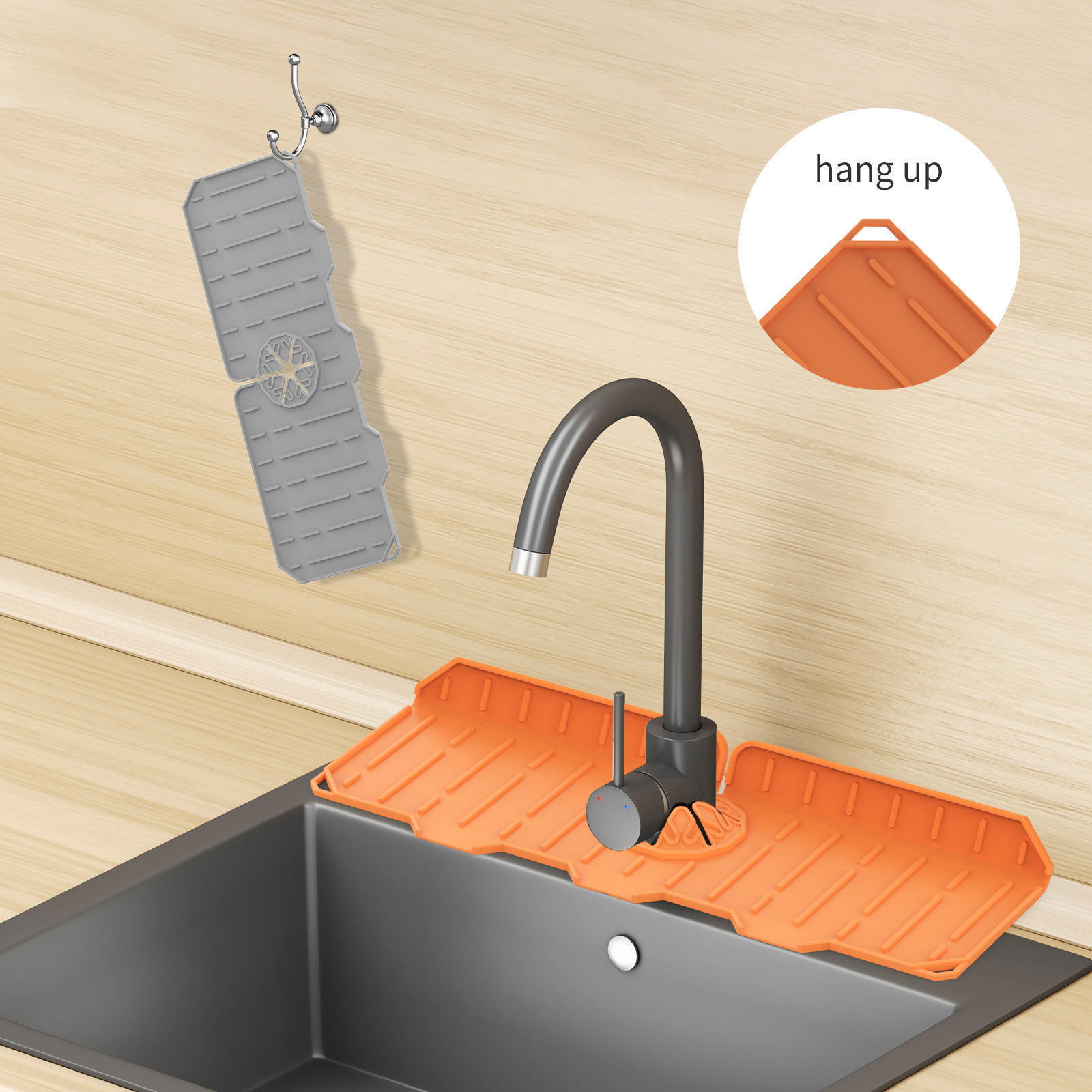 Splash Protector Guard Drip Absorbent Dish Catcher Drying Water Top Seller Kitchen Sink Silicone Faucet Mat With Slop