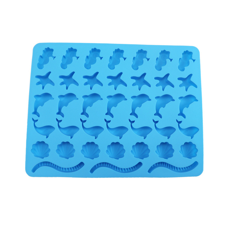 Large size Sea Series Seahorse Starfish Crab Conch Silicone Mold for Fondant Chocolate Candy Gum Paste