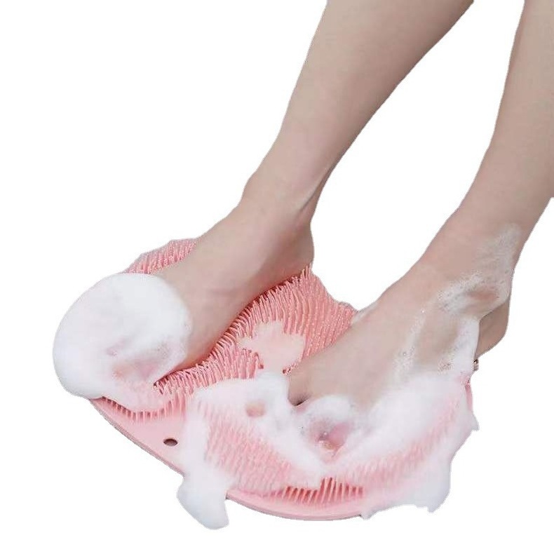 Shower Foot Scrubber Wall Mounted Massage Pad Silicone Bath Massage Cushion Brush Cleaning Brushes Body Silicone Sponge