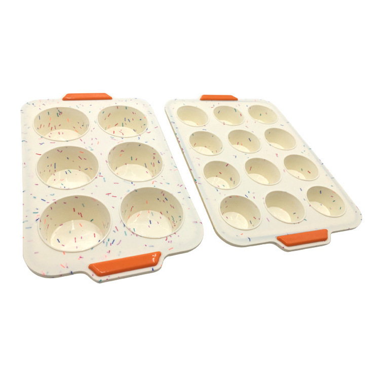 Silicone metal frame Non-Stick Muffin Pan 6-Cavity Mold tray Pack of 2 Bakeware Cupcake Pan BPA Free Dishwasher safe