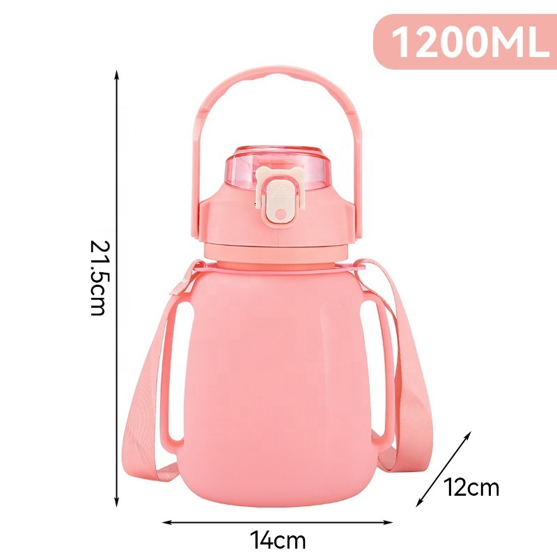 Food Grade Sports Climbing Hiking Bicycle Big Capacity 1200ML Leak Proof Silicone Water Cup Collapsible Silicone Water Bottle