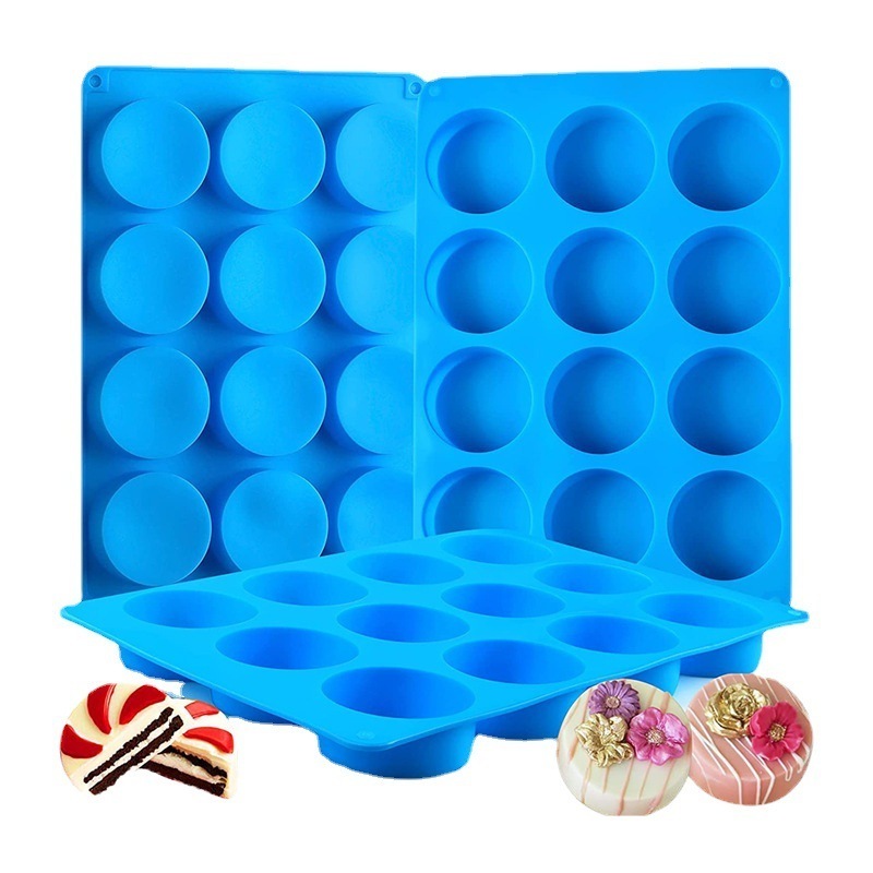 Food Grade DIY Silicone 12 Hole Cylinder Round Shape Candle Making Molds Silicone Cake Baking Pan Silicone Muffin Baking Mold