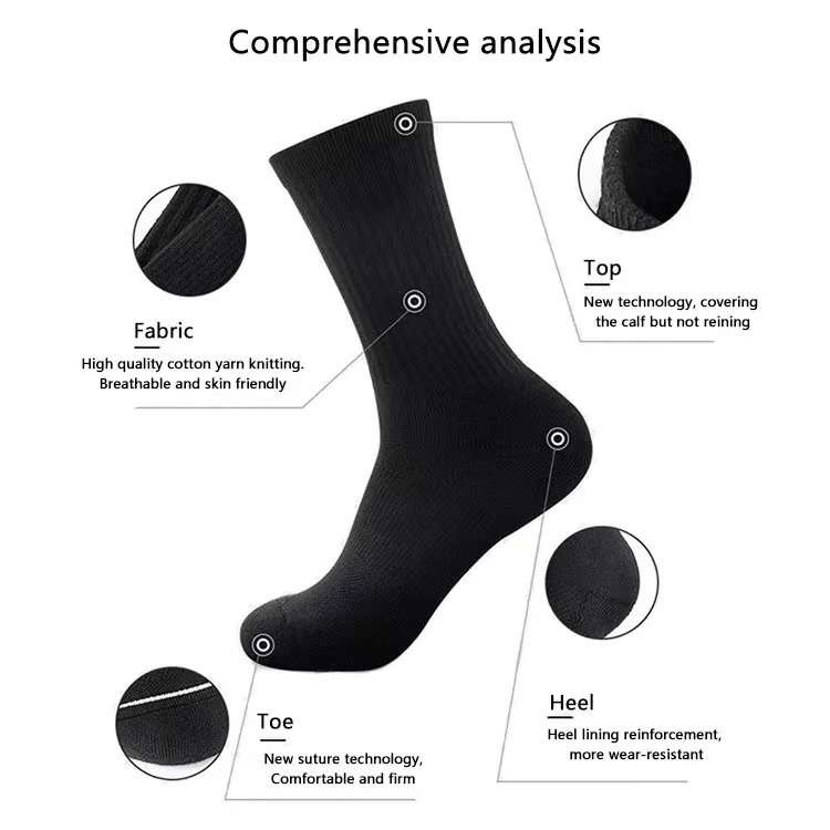 High quality crew compression fashion grip logo embroidery print soccer long socks leather soles non skid socks