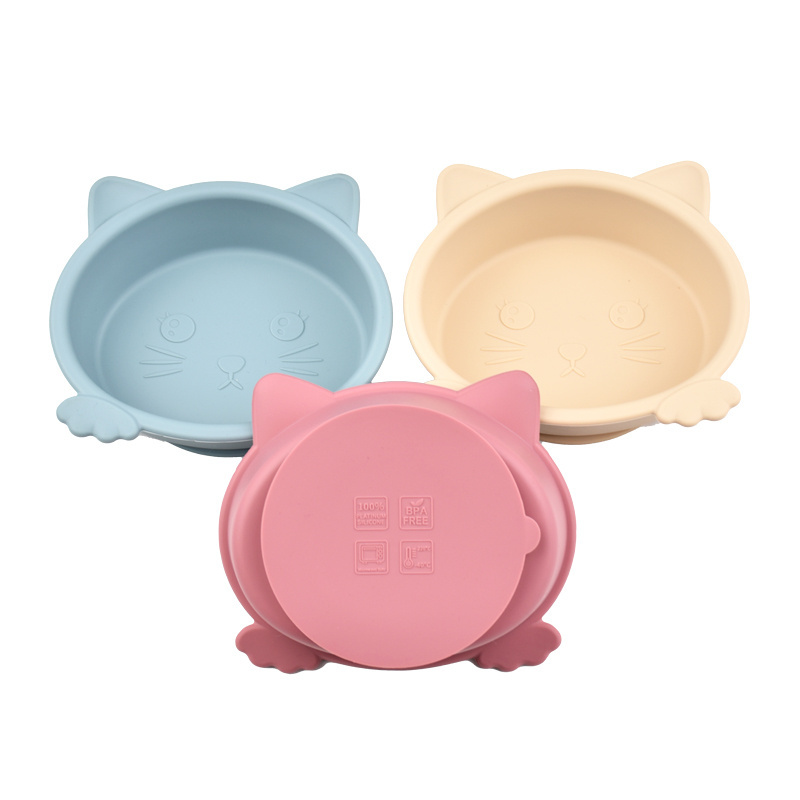 New Arrival Cute Silicone Suction Plate Bowl Baby Feeding Tableware for Toddlers Kids Dining Essential