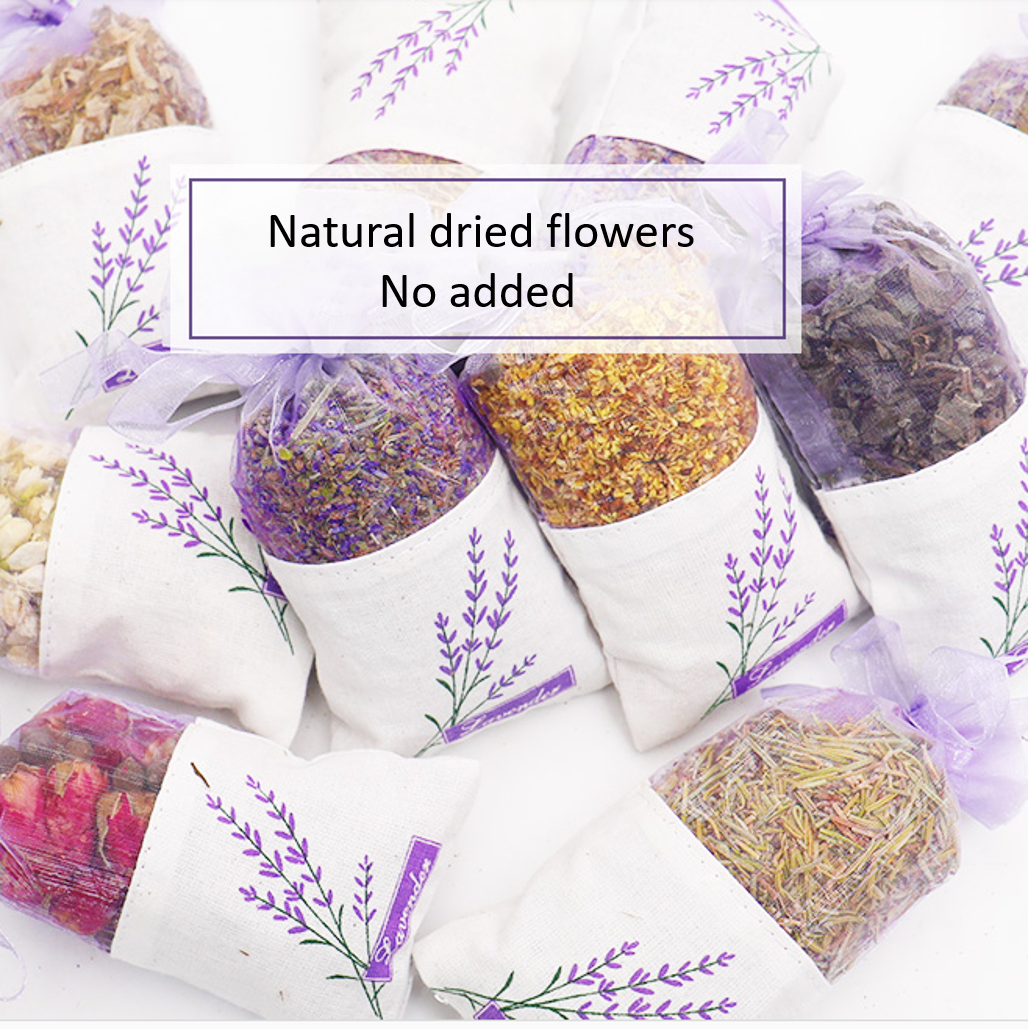 10 different dry flowers aromatherapy bag 100% naturally no added Help sleep Purifying air Flowers Perfume Sachet Bag