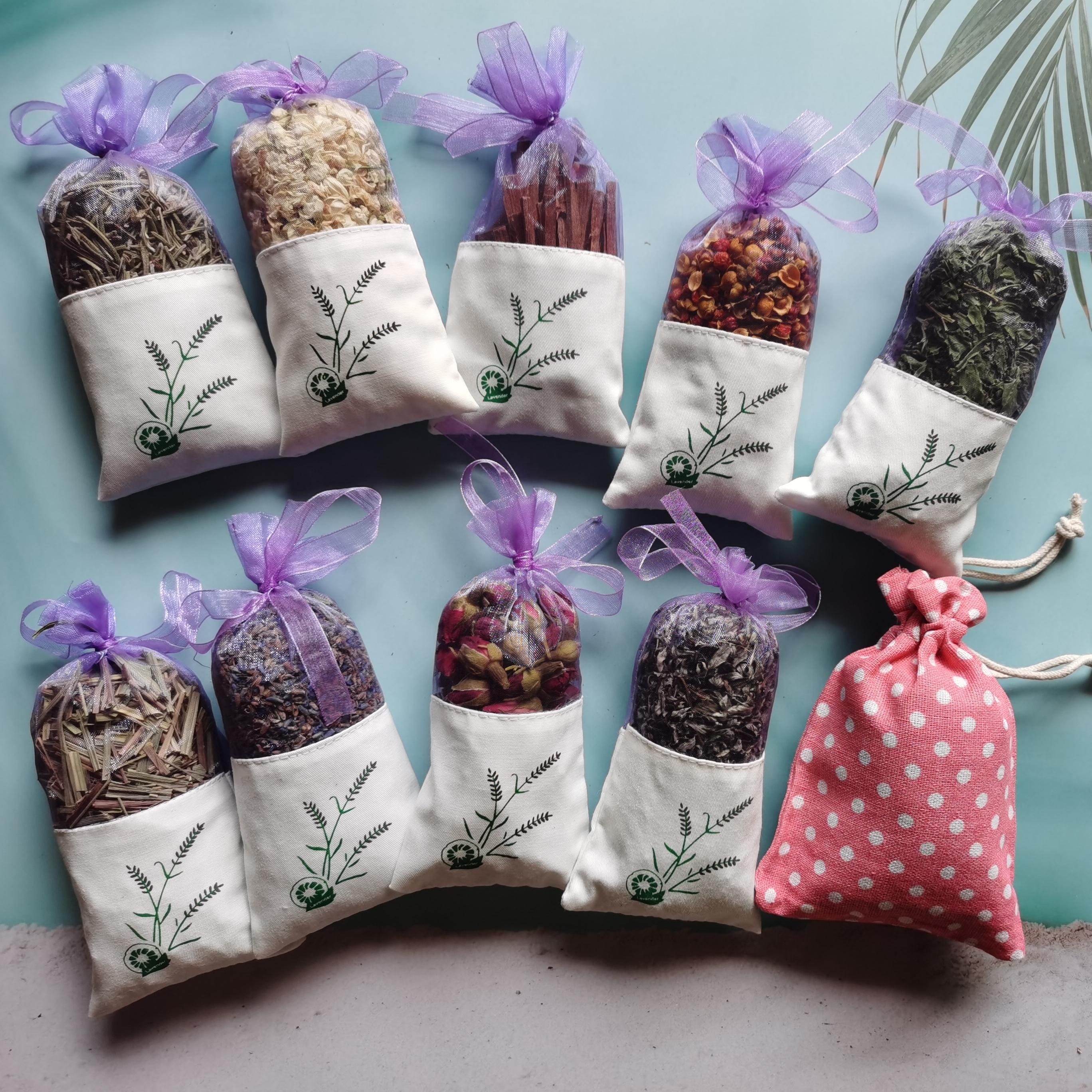 10 different dry flowers aromatherapy bag 100% naturally no added Help sleep Purifying air Flowers Perfume Sachet Bag