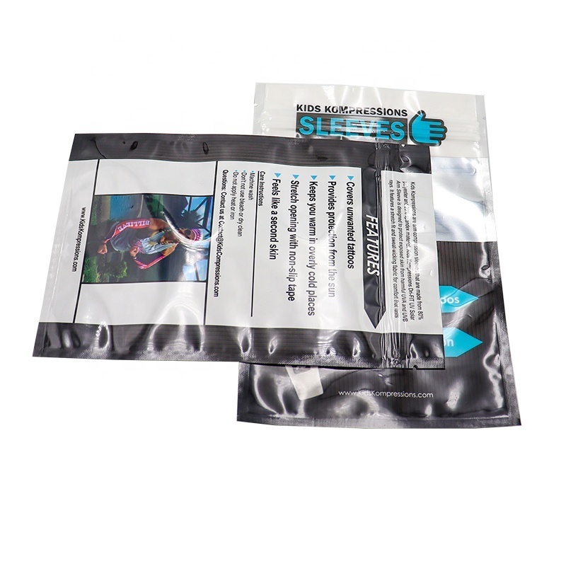 Custom Printing Plastic Packaging Three Side Seal Ziplock Pouch Bags For Sleeves