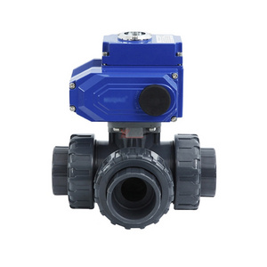 YOULI Zero leakage DN15 to DN100 PVC UPVC CPVC Plastic  motorized Electric Actuator 3 Way Union Ball Valve