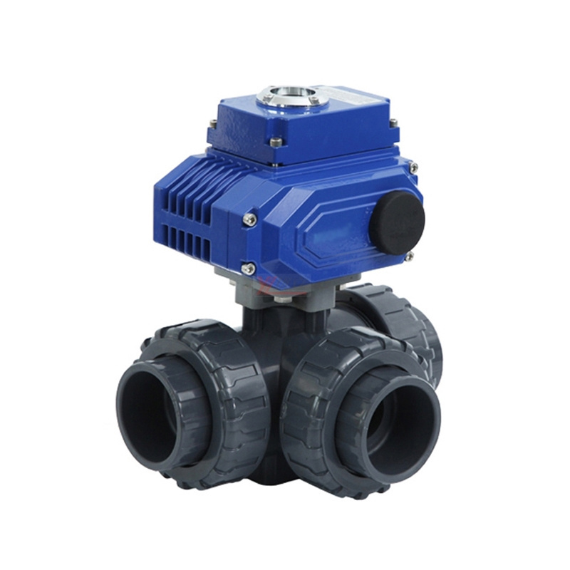 YOULI Zero leakage DN15 to DN100 PVC UPVC CPVC Plastic  motorized Electric Actuator 3 Way Union Ball Valve