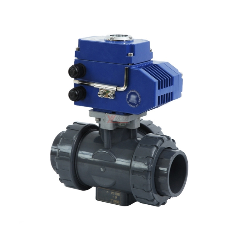 YOULI Zero leakage DN15 to DN100 PVC UPVC CPVC Plastic  motorized Electric Actuator 3 Way Union Ball Valve