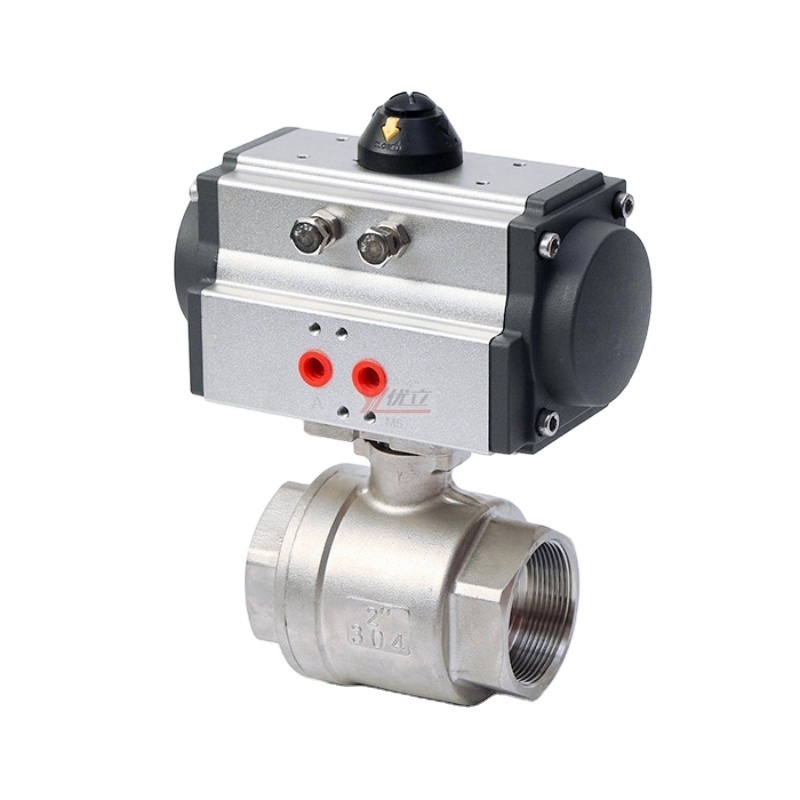 ISO5211 stainless steel 1000WOG 1.6mpa BSP NPT 304 316 cut off water gas oil  Pneumatic actuator two piece thread Ball Valve