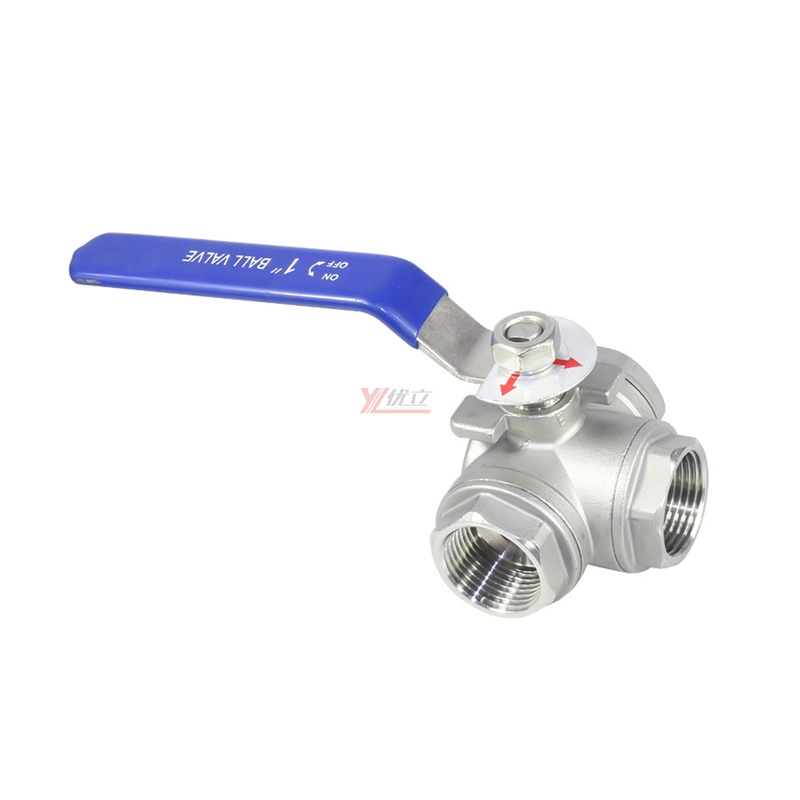 stainless steel NPT BSP 1.6mpa valve ball with handle lock ss 304 316 T-port manual 2 inch 3-way threaded ball valve