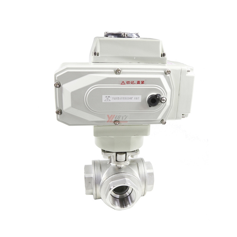 T-port RC NPT BSP 1.6mpa stainless steel 304 316 on-off thread motorized 3 way motorized ball valve 4 inches controller 220v