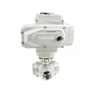 T-port RC NPT BSP 1.6mpa stainless steel 304 316 on-off thread motorized 3 way motorized ball valve 4 inches controller 220v