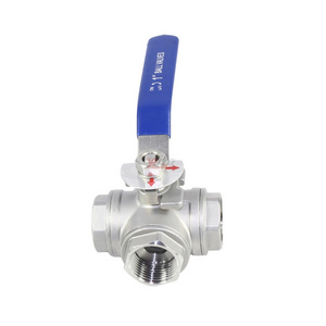 stainless steel NPT BSP 1.6mpa valve ball with handle lock ss 304 316 T-port manual 2 inch 3-way threaded ball valve