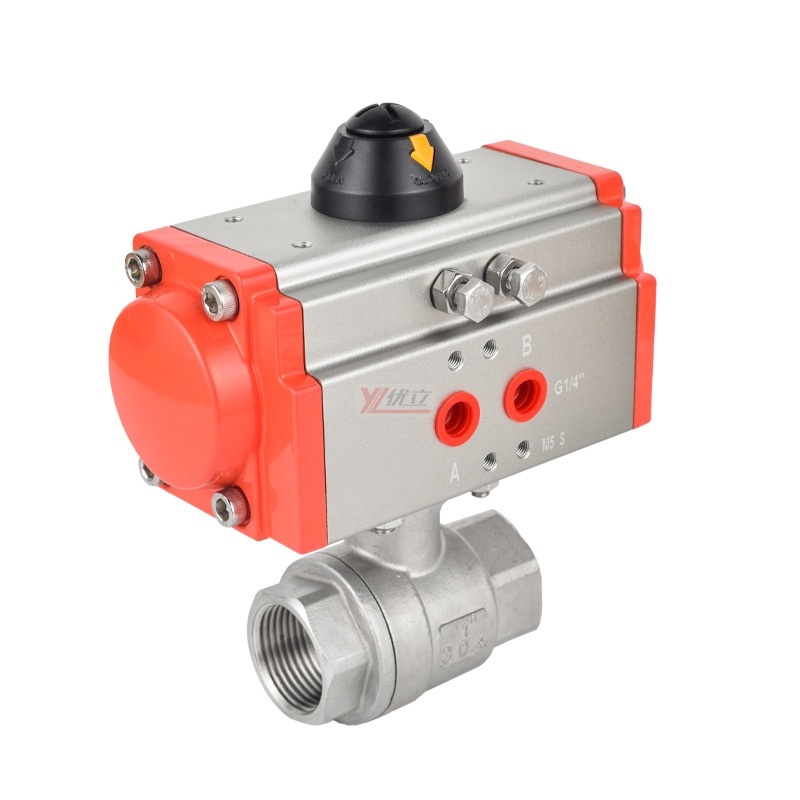 ISO5211 stainless steel 1000WOG 1.6mpa BSP NPT 304 316 cut off water gas oil  Pneumatic actuator two piece thread Ball Valve