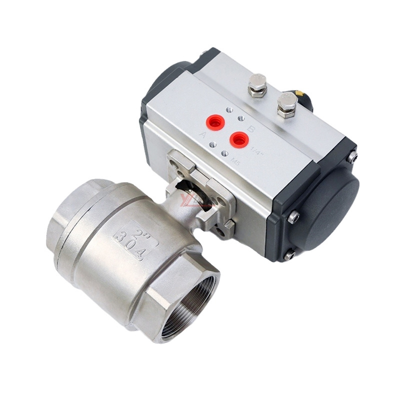 ISO5211 stainless steel 1000WOG 1.6mpa BSP NPT 304 316 cut off water gas oil  Pneumatic actuator two piece thread Ball Valve