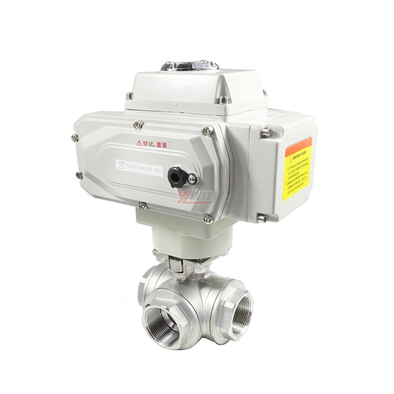 T-port RC NPT BSP 1.6mpa stainless steel 304 316 on-off thread motorized 3 way motorized ball valve 4 inches controller 220v